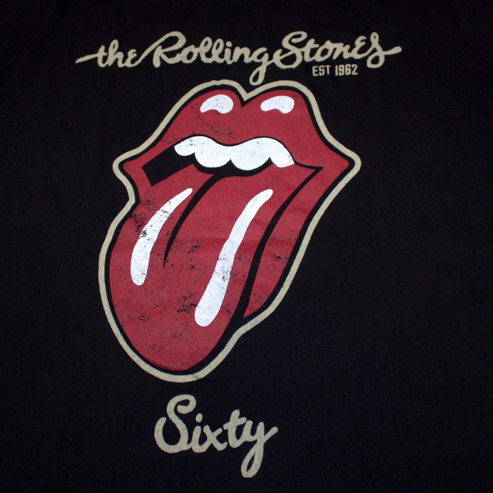 The Rolling Stones Unisex T-Shirt: Sixty Plastered Tongue (Black) (Embellished)