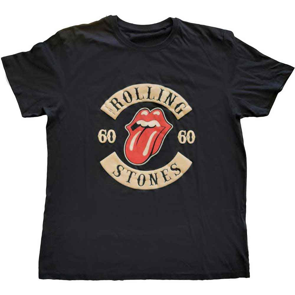 The Rolling Stones Unisex T-Shirt: Sixty Biker Tongue (Black) (Embellished)