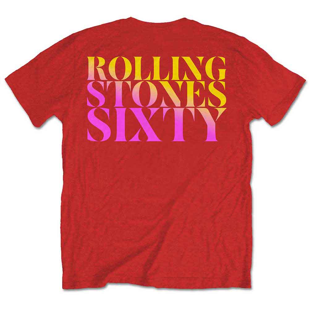 The Rolling Stones Unisex T-Shirt: Sixty Gradient Text (Red) (Back Print)