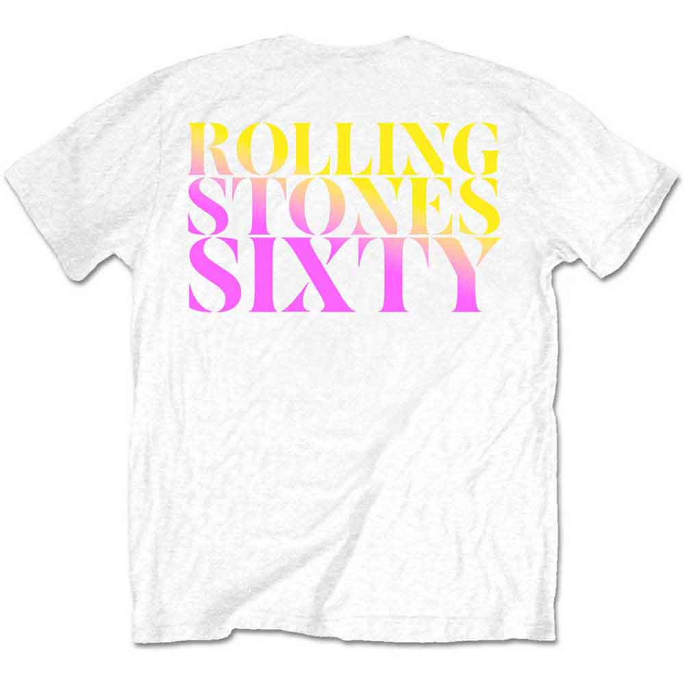 The Rolling Stones Unisex T-Shirt: Sixty Gradient Text (White) (Back Print)