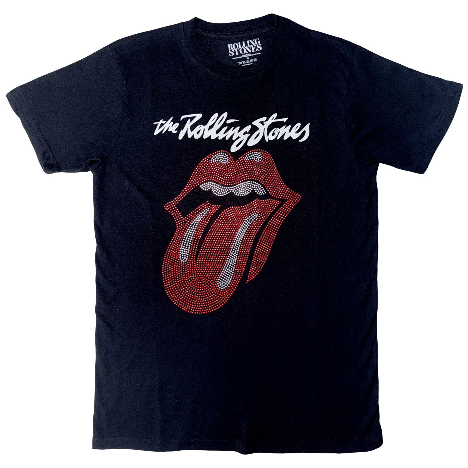 The Rolling Stones Unisex T-Shirt: Logo & Tongue (Black) (Embellished)
