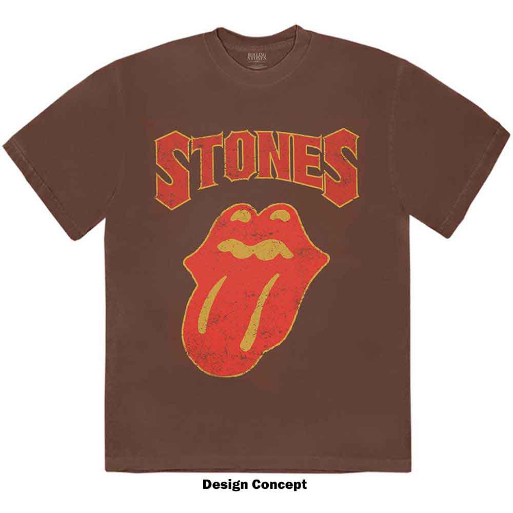 The Rolling Stones Unisex T-Shirt: Gothic Text (Brown)