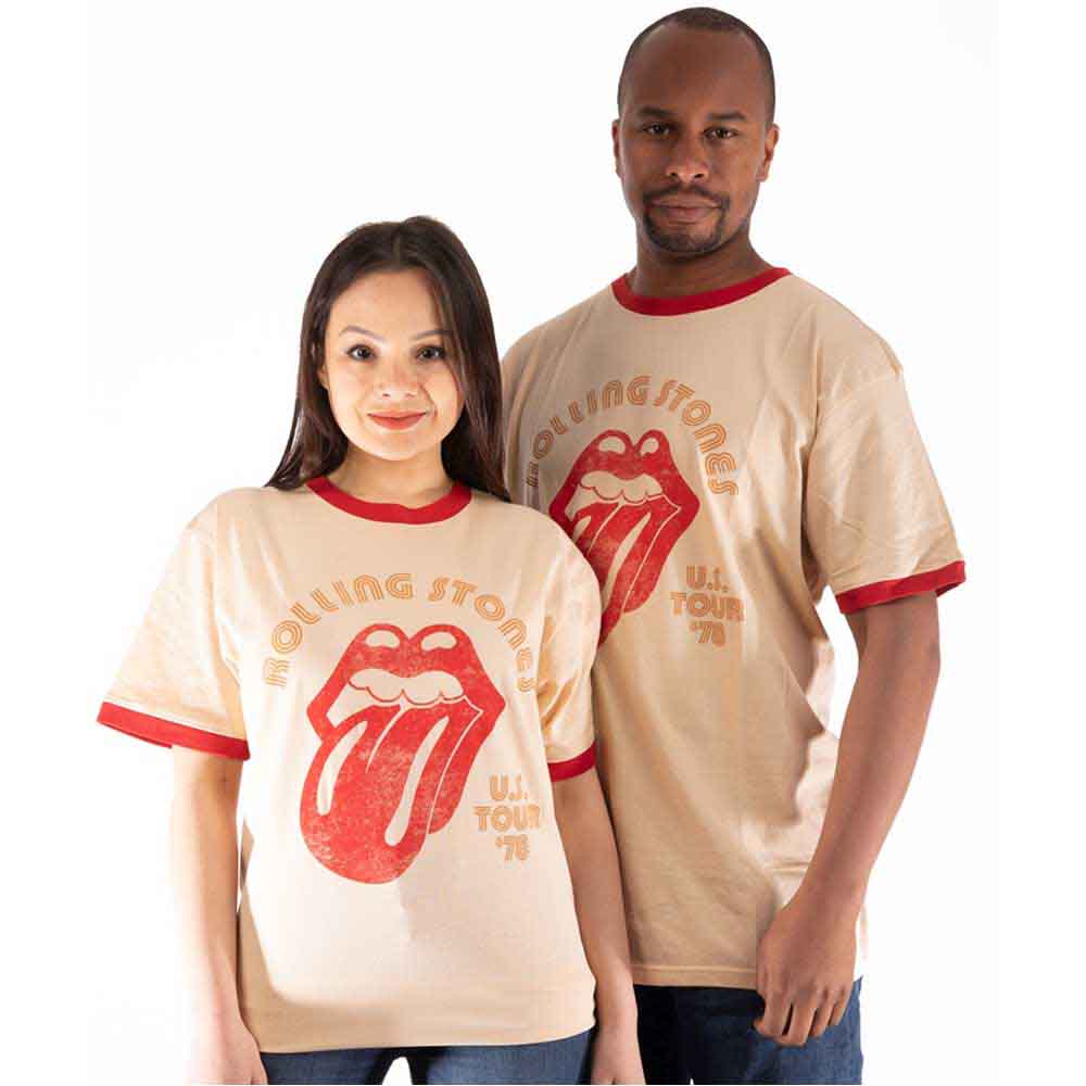 The Rolling Stones Unisex Ringer T-Shirt: US Tour '78 (Natural & Orange)