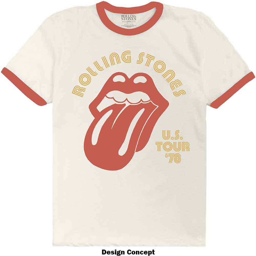 The Rolling Stones Unisex Ringer T-Shirt: US Tour '78 (Natural & Orange)