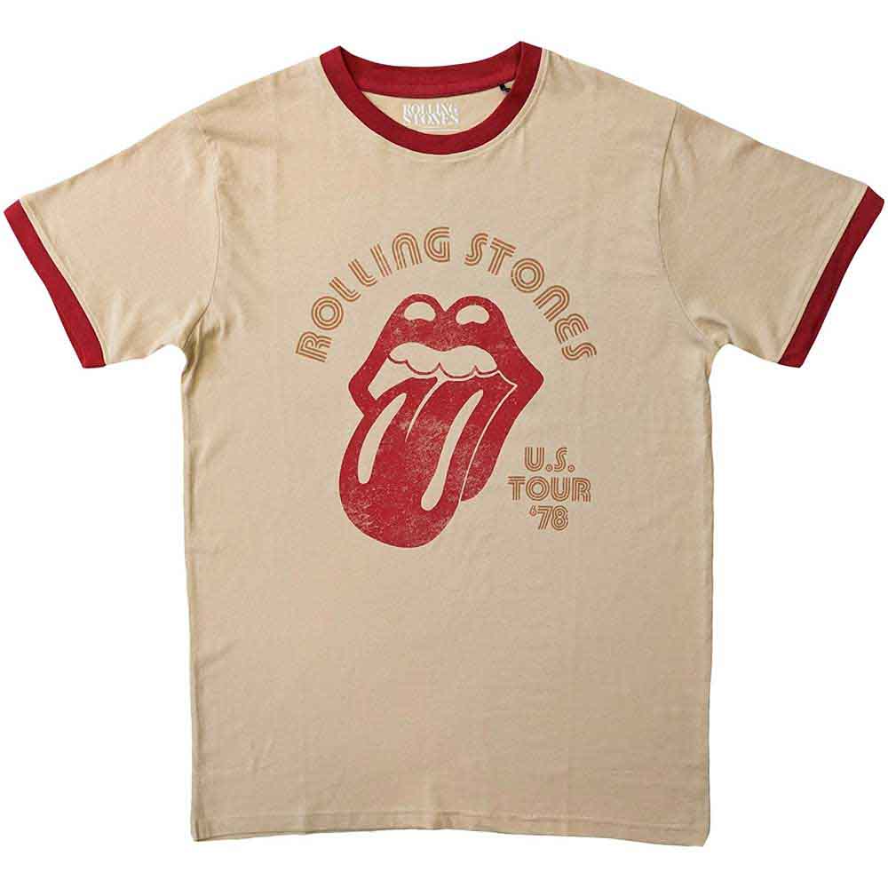 The Rolling Stones Unisex Ringer T-Shirt: US Tour '78 (Natural & Orange)