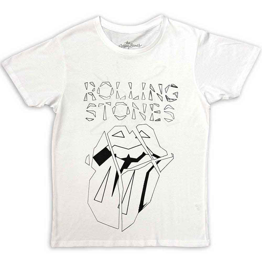 The Rolling Stones Unisex T-Shirt: Hackney Diamonds Diamond Tongue Outline (White) (Back Print)