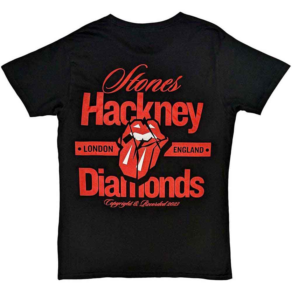 The Rolling Stones Unisex T-Shirt: Hackney Diamonds Hackney London (Black) (Back Print)