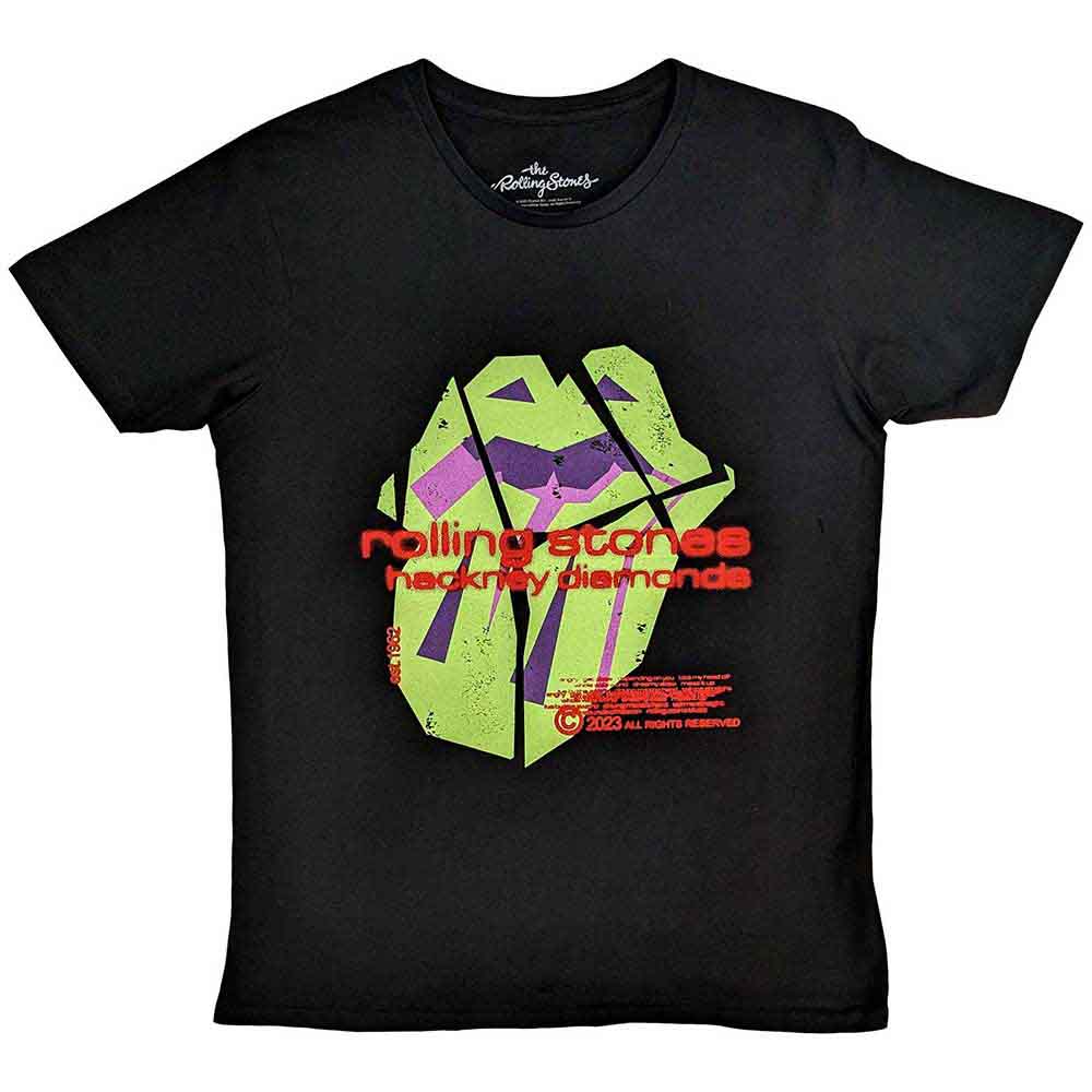 The Rolling Stones Unisex T-Shirt: Hackney Diamonds Neon Tongue (Black)