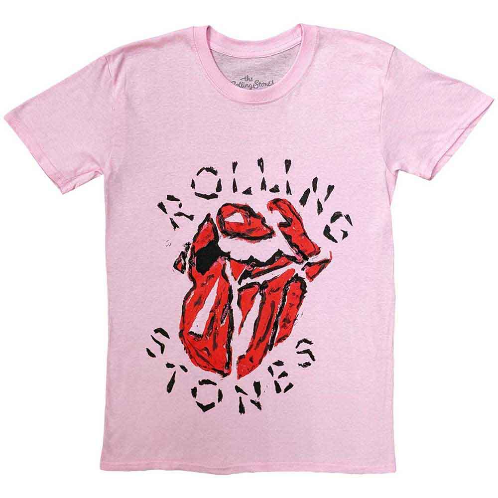 The Rolling Stones Unisex T-Shirt: Hackney Diamonds Painted Tongue (Pink)