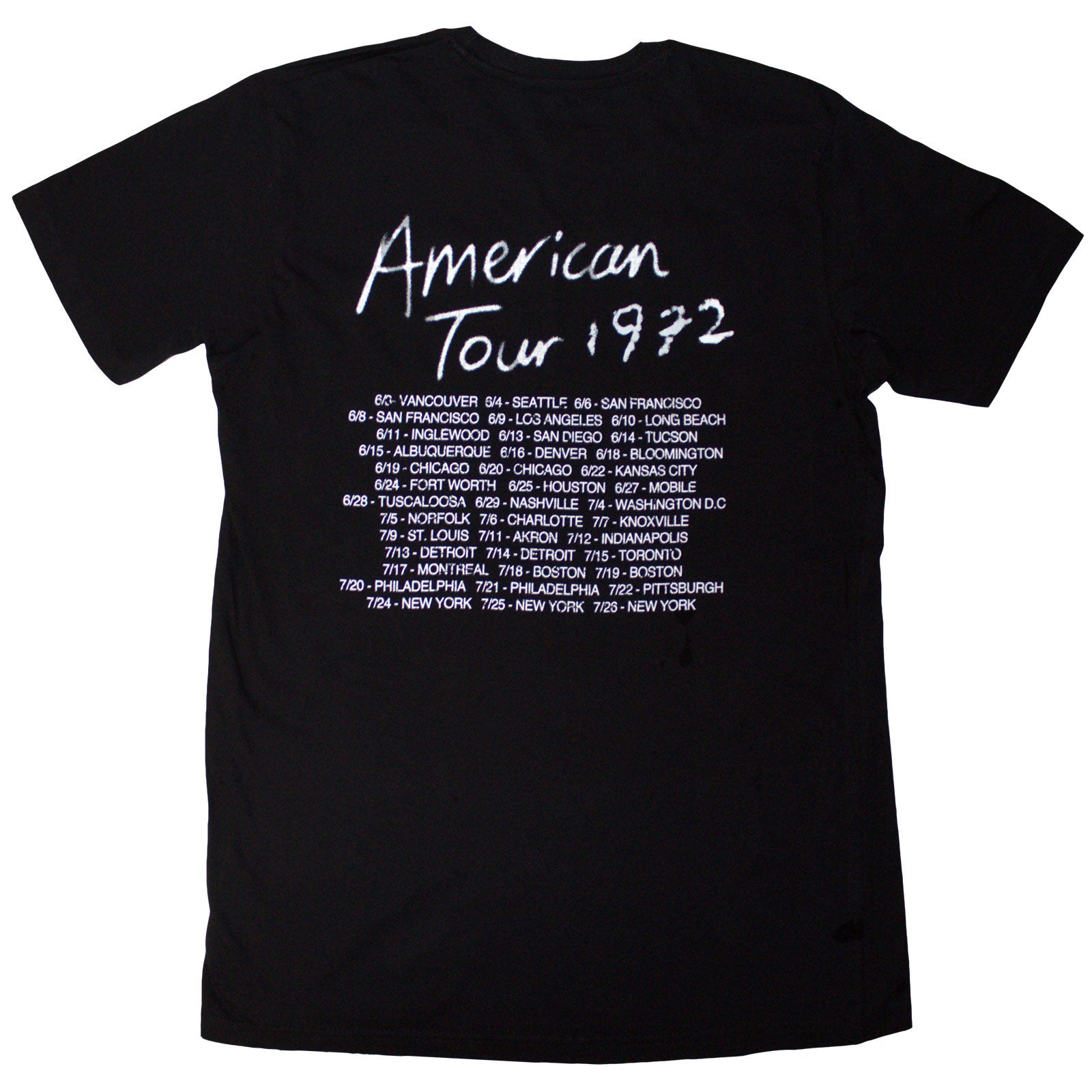 The Rolling Stones Unisex T-Shirt: Tour '72 (Black) (Back Print)