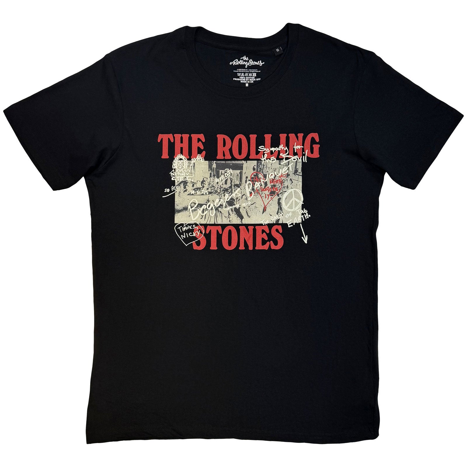 The Rolling Stones Unisex T-Shirt: Beggars Banquet Graffiti (Black)