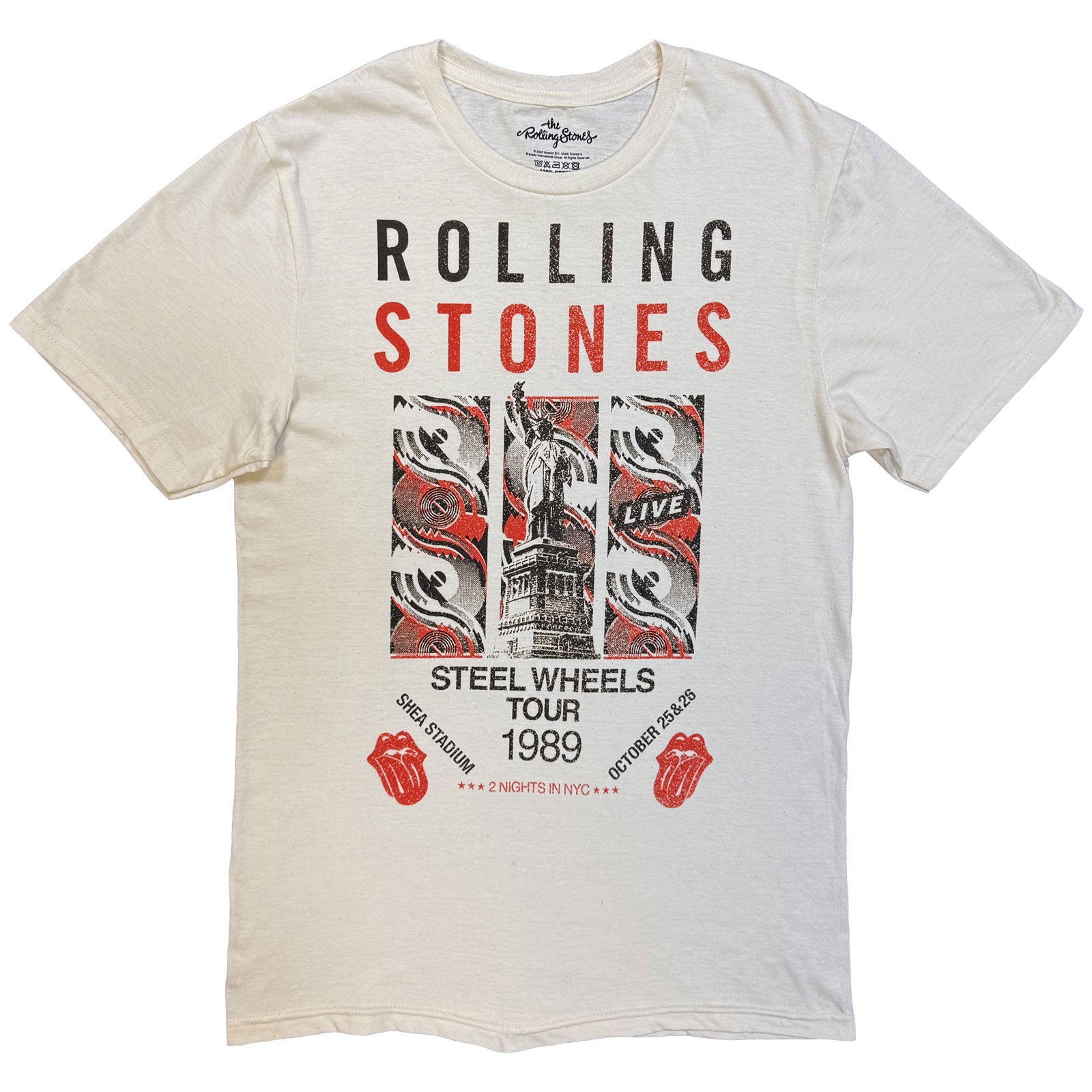 The Rolling Stones Unisex T-Shirt: Steel Wheels Tour 1989 (Natural)