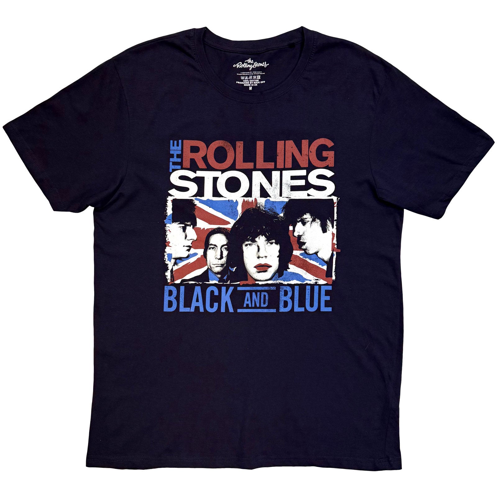 The Rolling Stones Unisex T-Shirt: Black And Blue (Navy)