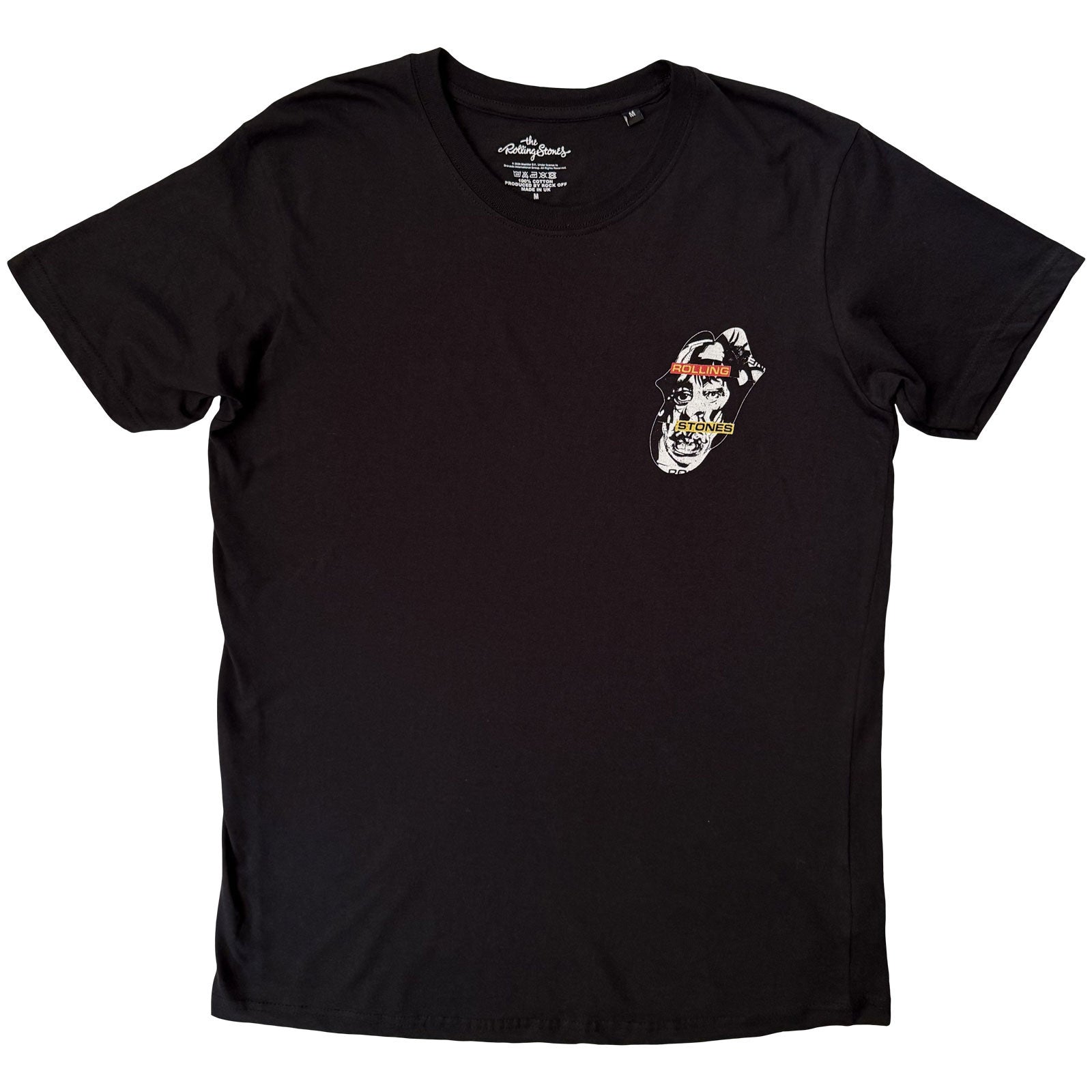 The Rolling Stones Unisex T-Shirt: Foreign Tongues Pocket Logo (Black) (Back Print)