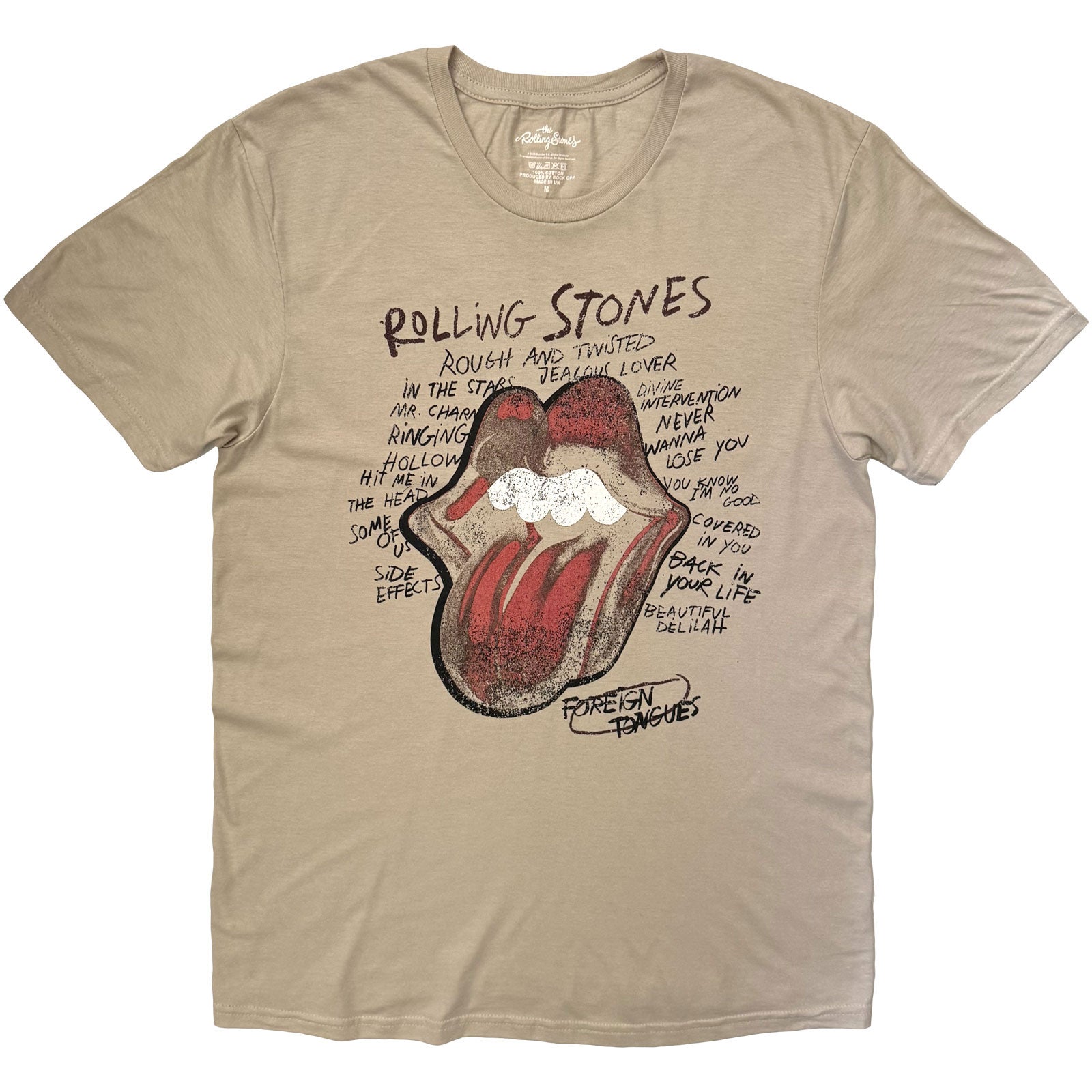 The Rolling Stones Unisex T-Shirt: Foreign Tongues (Sand)