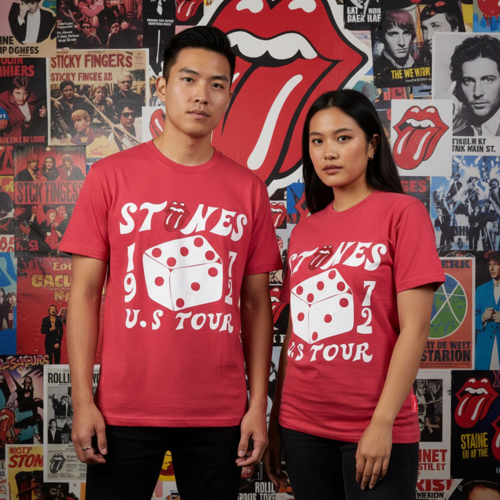 The Rolling Stones Ladies Unplugged T-Shirt: Dice Tour '72 (Pink)