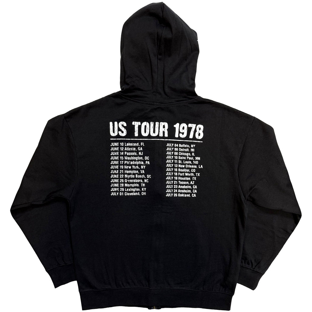 The Rolling Stones Unisex Zipped Hoodie: Us Tour '78 (Black) (Back Print)