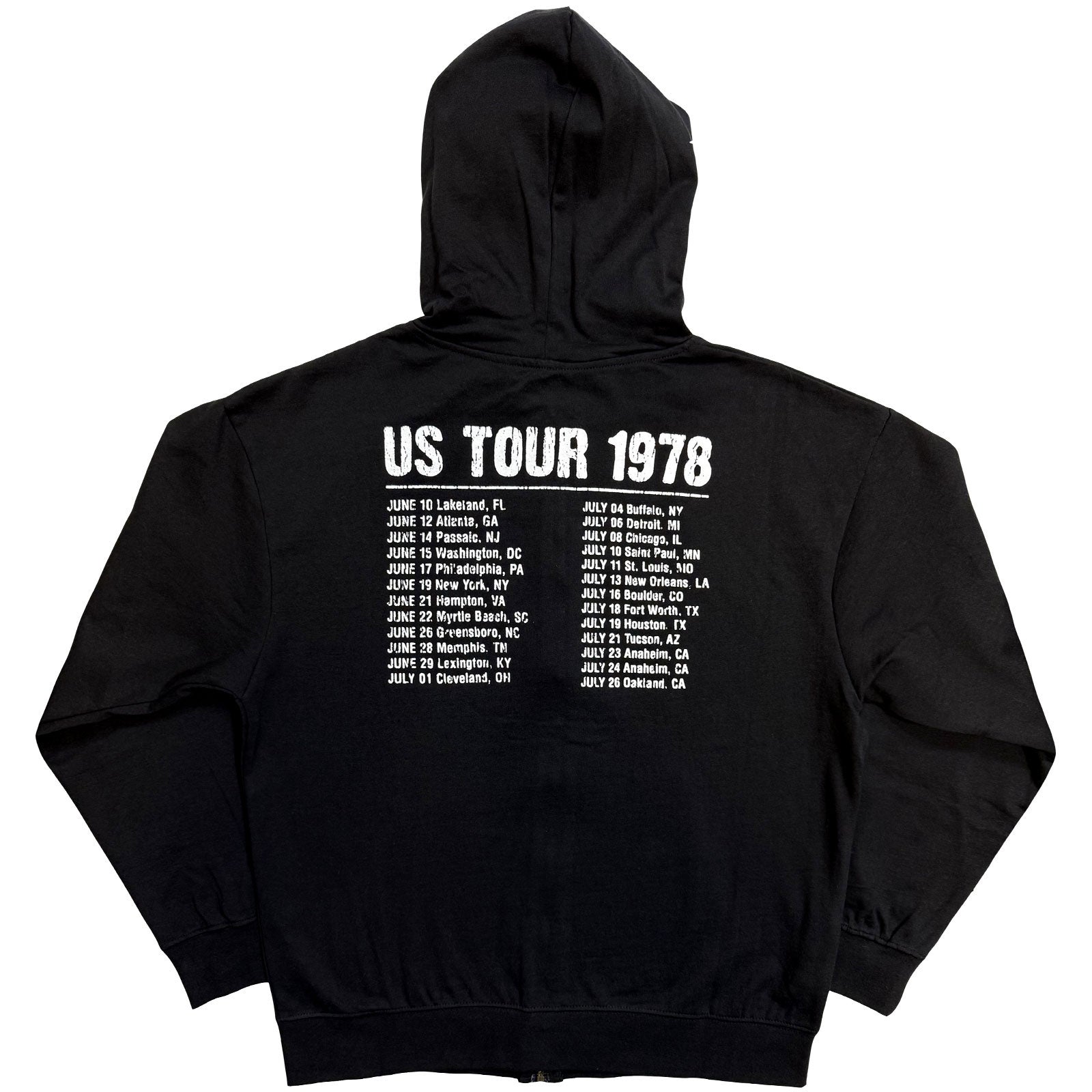 The Rolling Stones Unisex Zipped Hoodie: Us Tour '78 (Black) (Back Print)