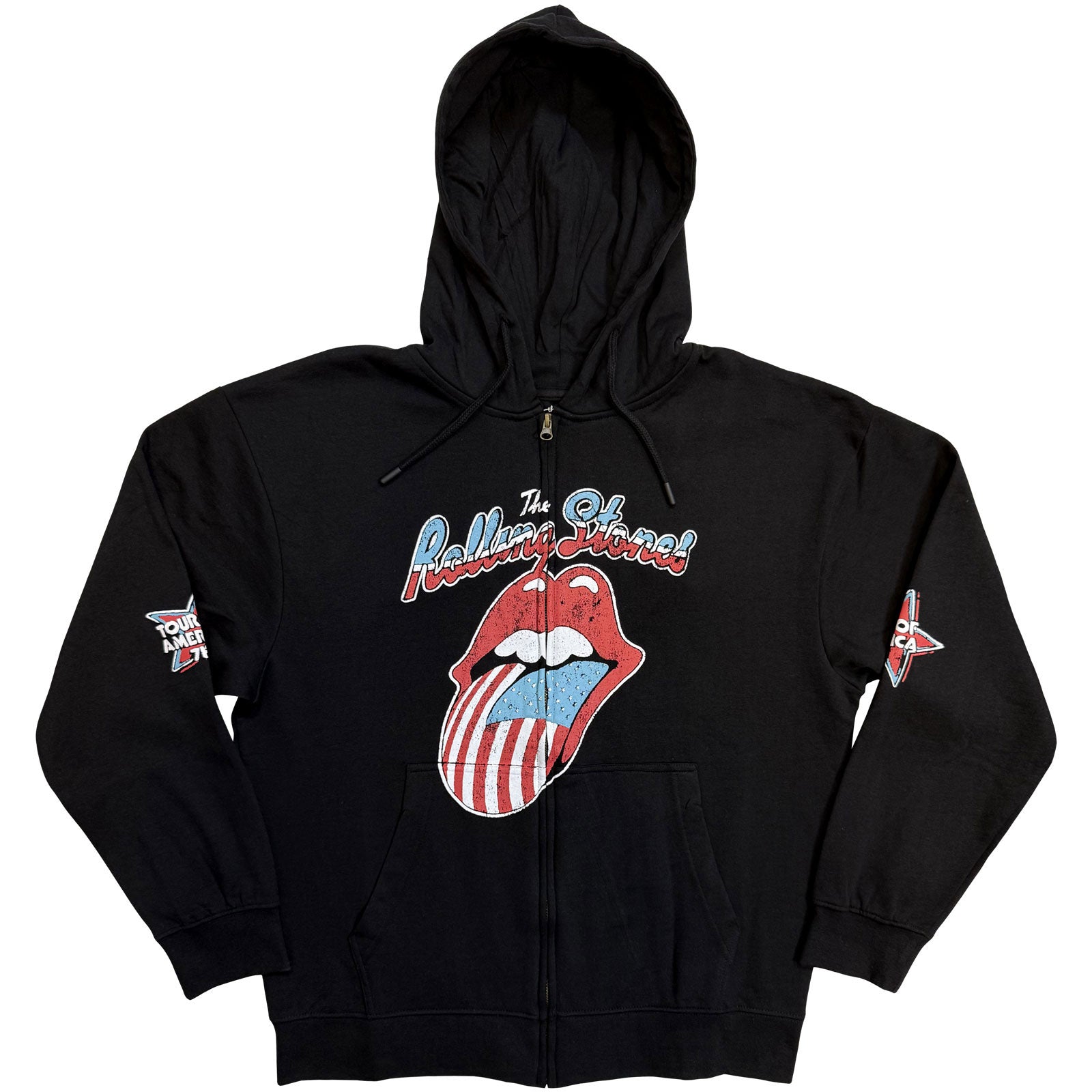 The Rolling Stones Unisex Zipped Hoodie: Us Tour '78 (Black) (Back Print)