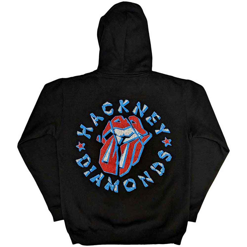 The Rolling Stones Unisex Zipped Hoodie: Hackney Diamonds Stars (Black) (Back Print)