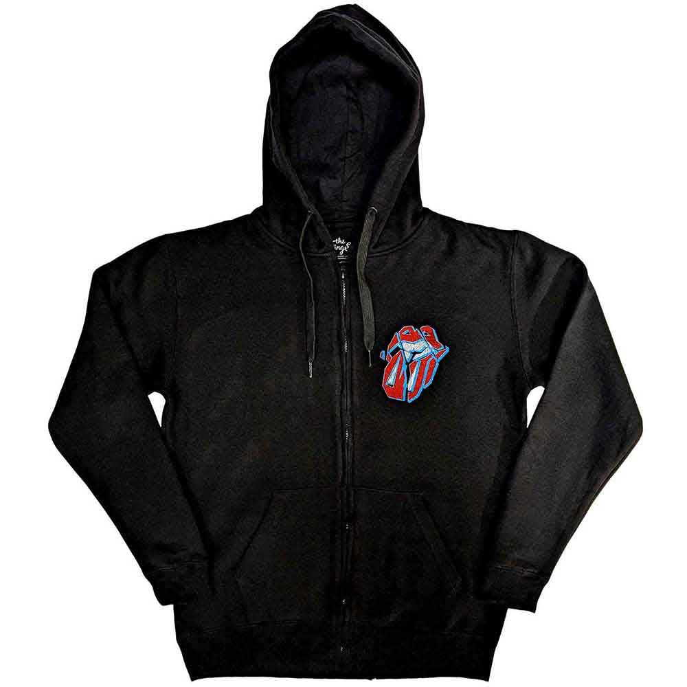 The Rolling Stones Unisex Zipped Hoodie: Hackney Diamonds Stars (Black) (Back Print)