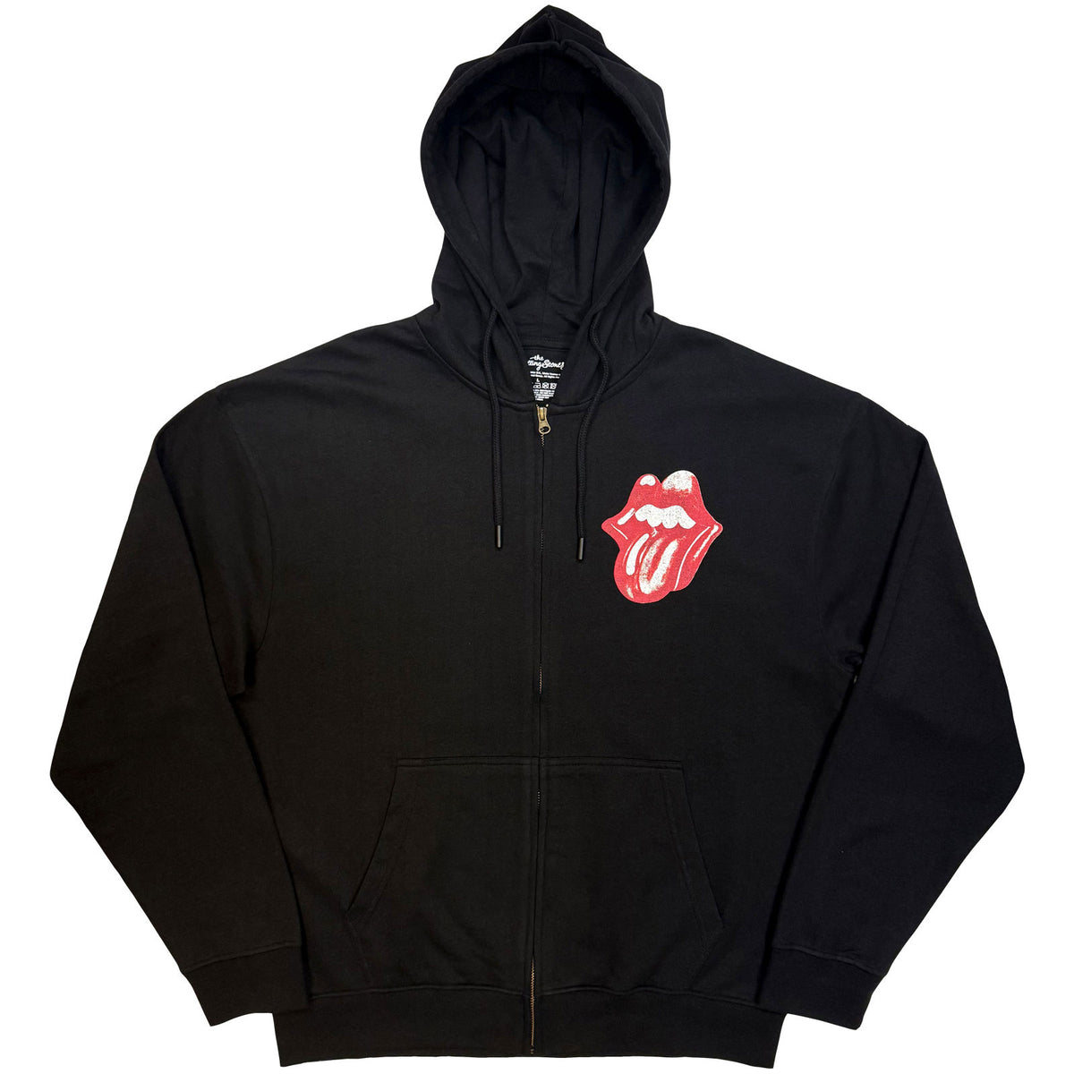 The Rolling Stones Unisex Zipped Hoodie: Foreign Tongues Circle (Black) (Back Print)
