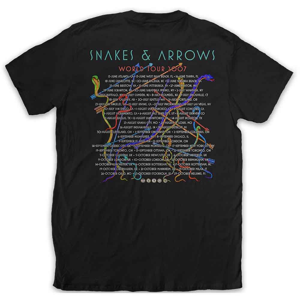 Rush Unisex T-Shirt: Snakes & Arrows Tour 2007 (Black) (Back Print)