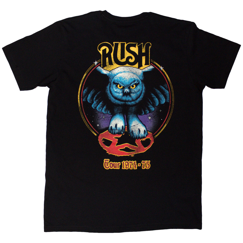 Rush Unisex T-Shirt: Tour '74-'75 (Black) (Back Print)