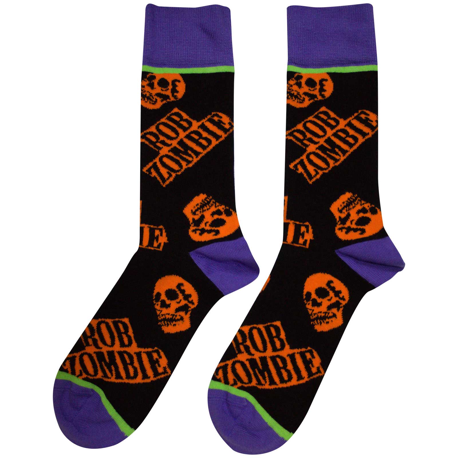 Rob Zombie Unisex Ankle Socks: Orange Skulls (Black) (UK Size 7 - 11)