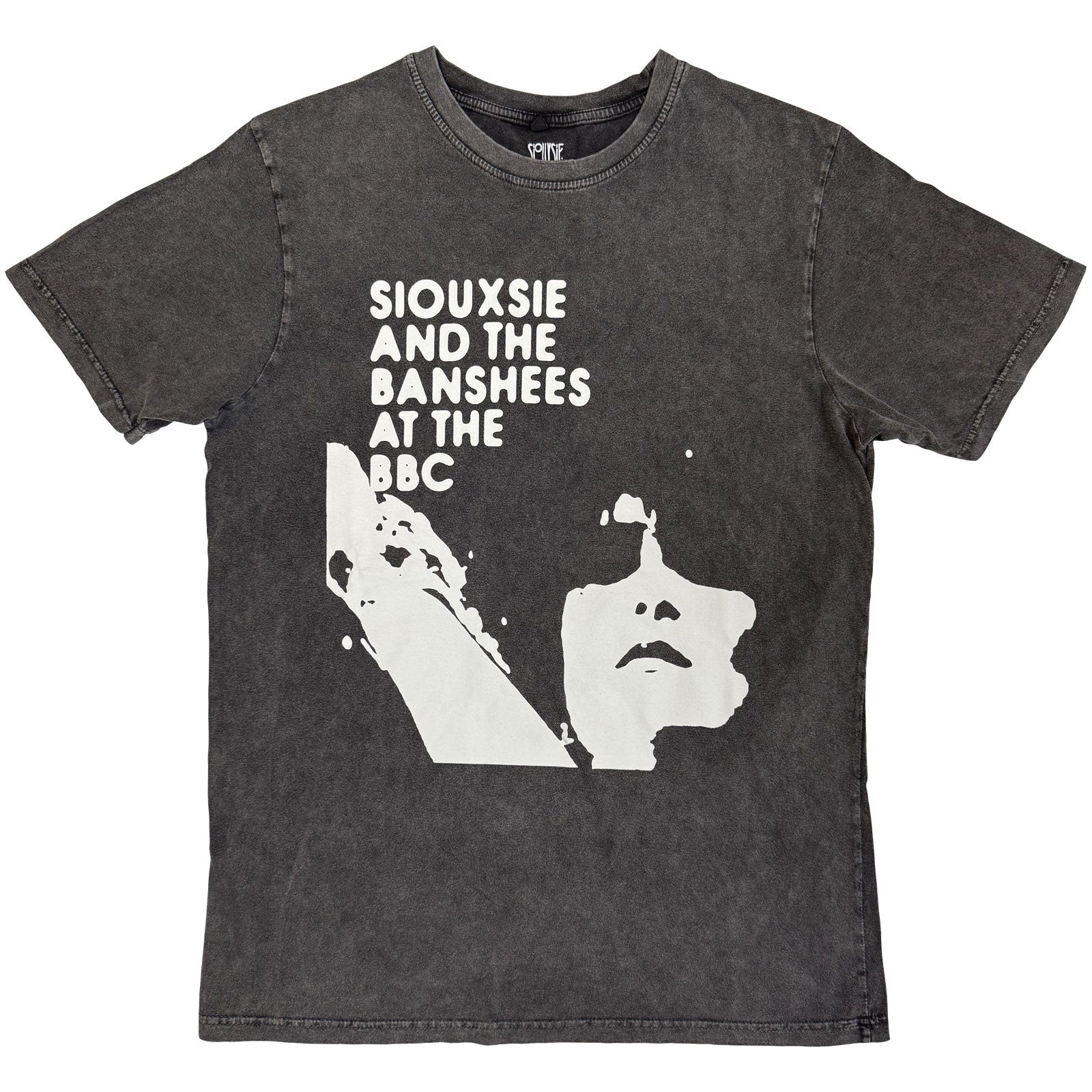 Siouxsie & The Banshees Unisex Stone Wash T-Shirt: At The Bbc (Charcoal Grey)
