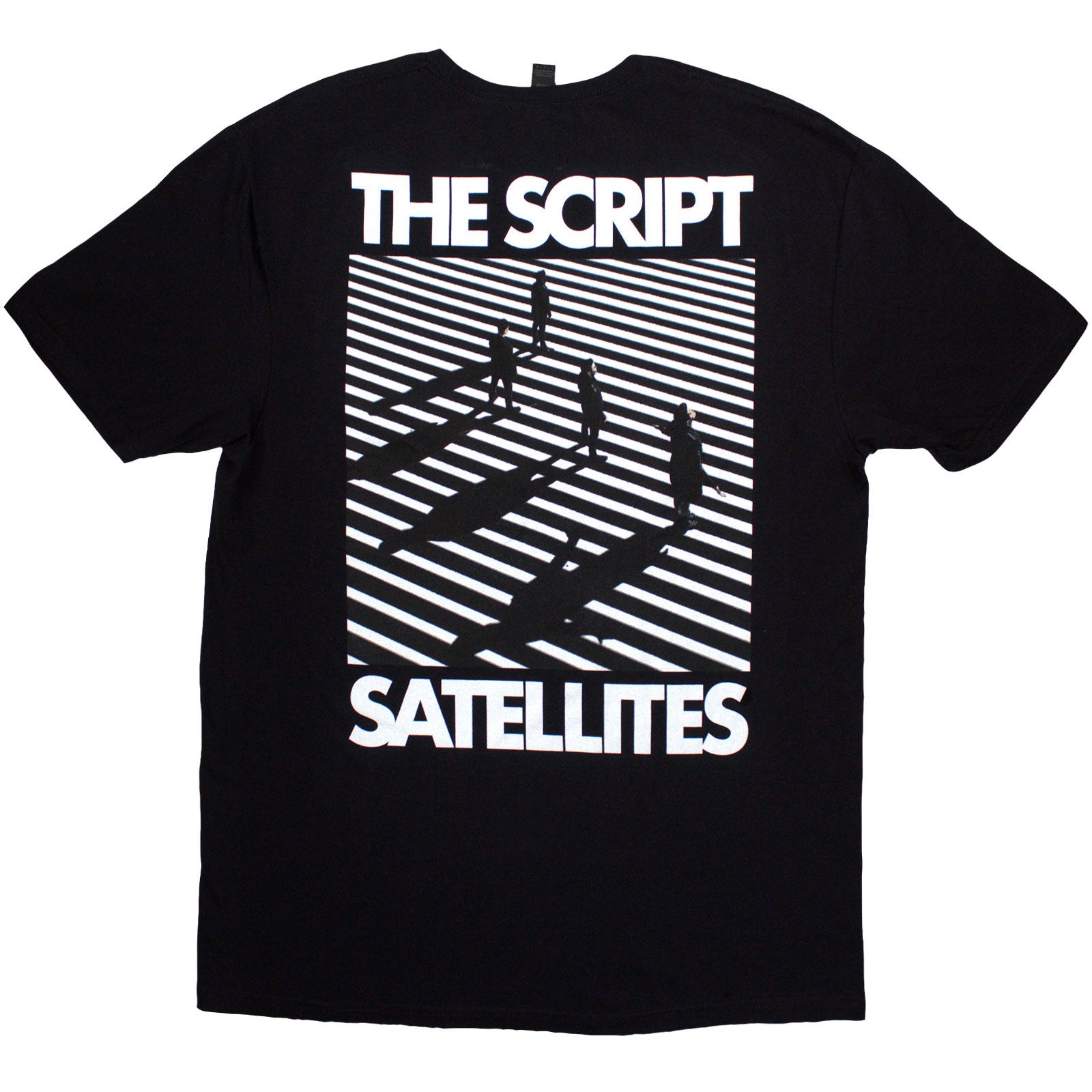 The Script Unisex T-Shirt: Satellites & Pocket Logo (Black) (Back Print)
