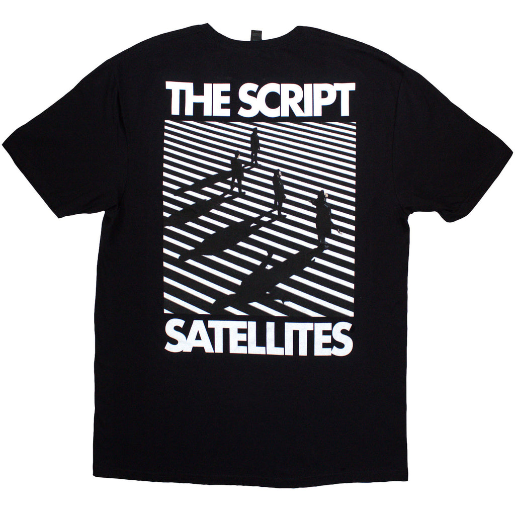 The Script Unisex T-Shirt: Satellites & Pocket Logo (Black) (Back Print)