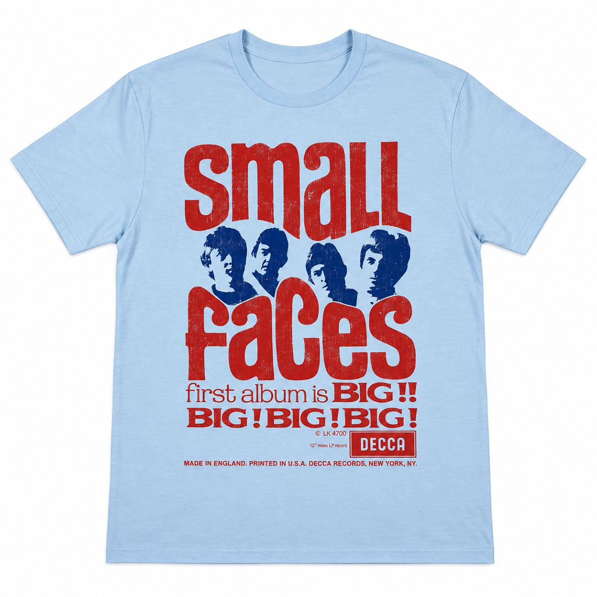 Small Faces Unisex T-Shirt: Big Big Big (Light Blue)