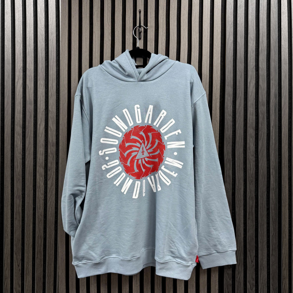 Soundgarden Unisex Unplugged Pullover Hoodie: Circle Logo (Blue) (Back Print)