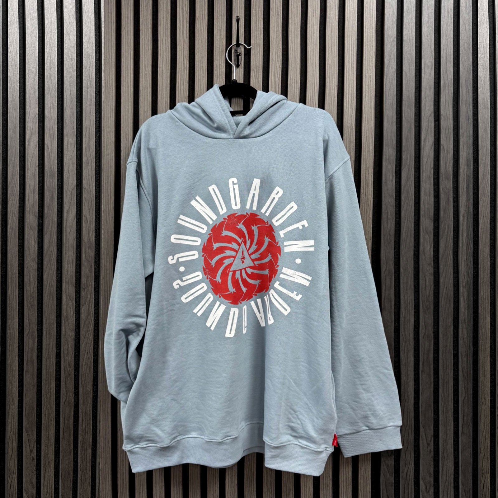 Soundgarden Unisex Unplugged Pullover Hoodie: Circle Logo (Blue) (Back Print)