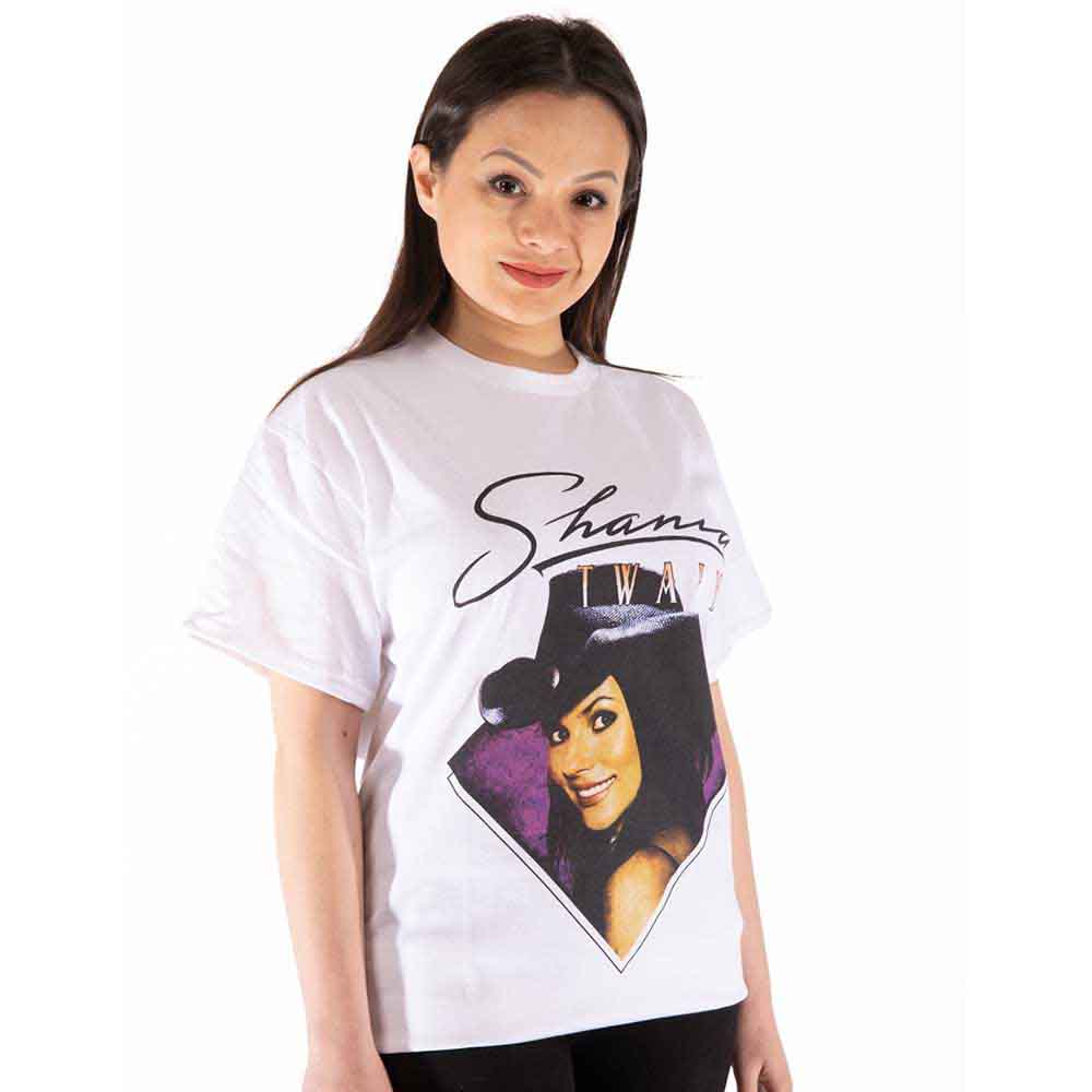 Shania Twain Unisex T-Shirt: Purple Photo (White)
