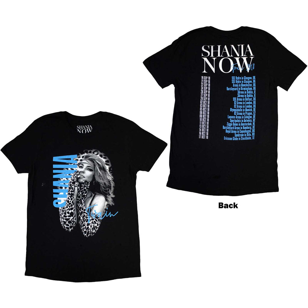 Shania Twain Unisex T-Shirt: Tour 2018 Gloves Photo (Black) (Back Print & Ex-Tour)