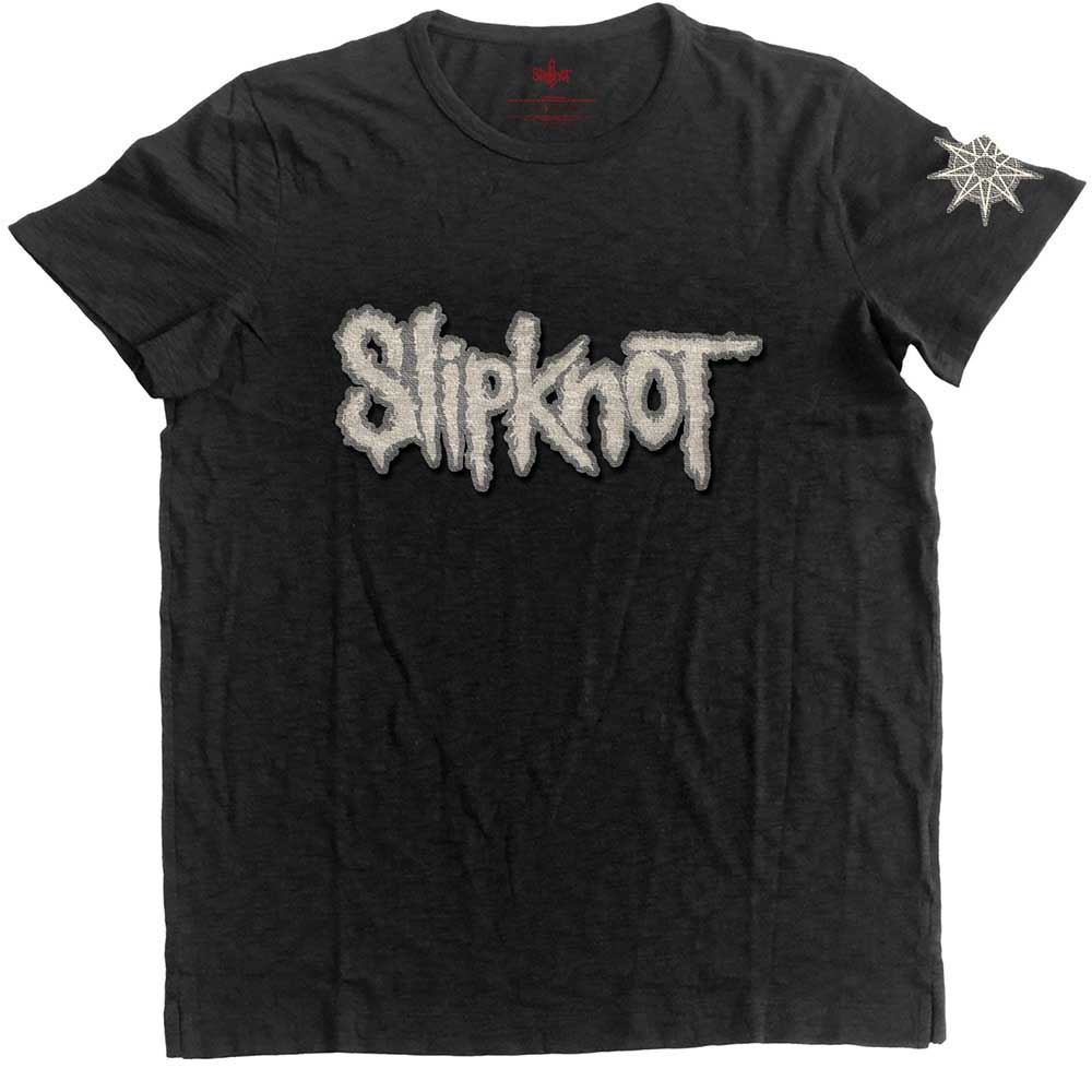 Slipknot Unisex T-Shirt: Logo & Star Applique (Black) (Embellished)