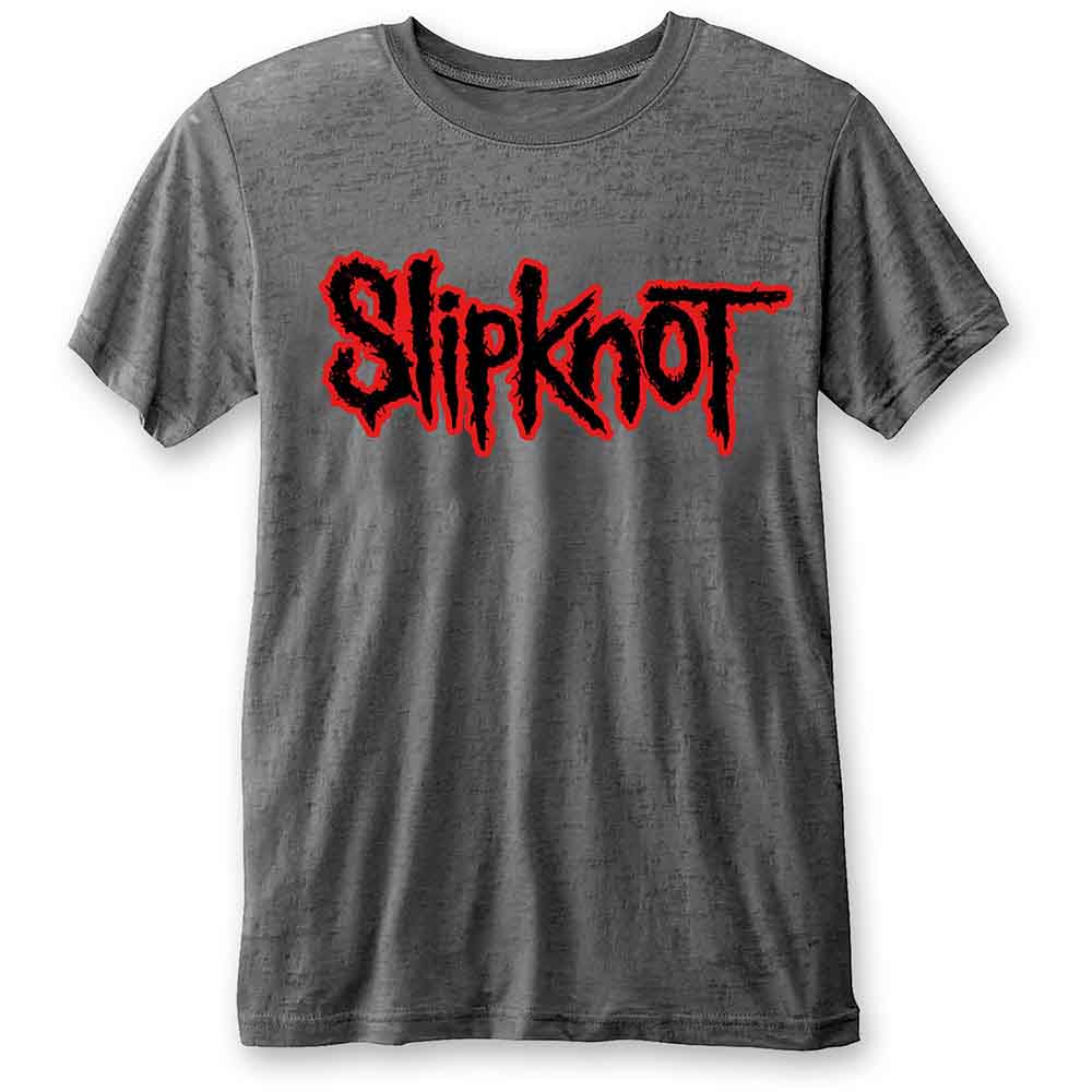 Slipknot Unisex Burnout T-Shirt: Logo (Charcoal Grey)