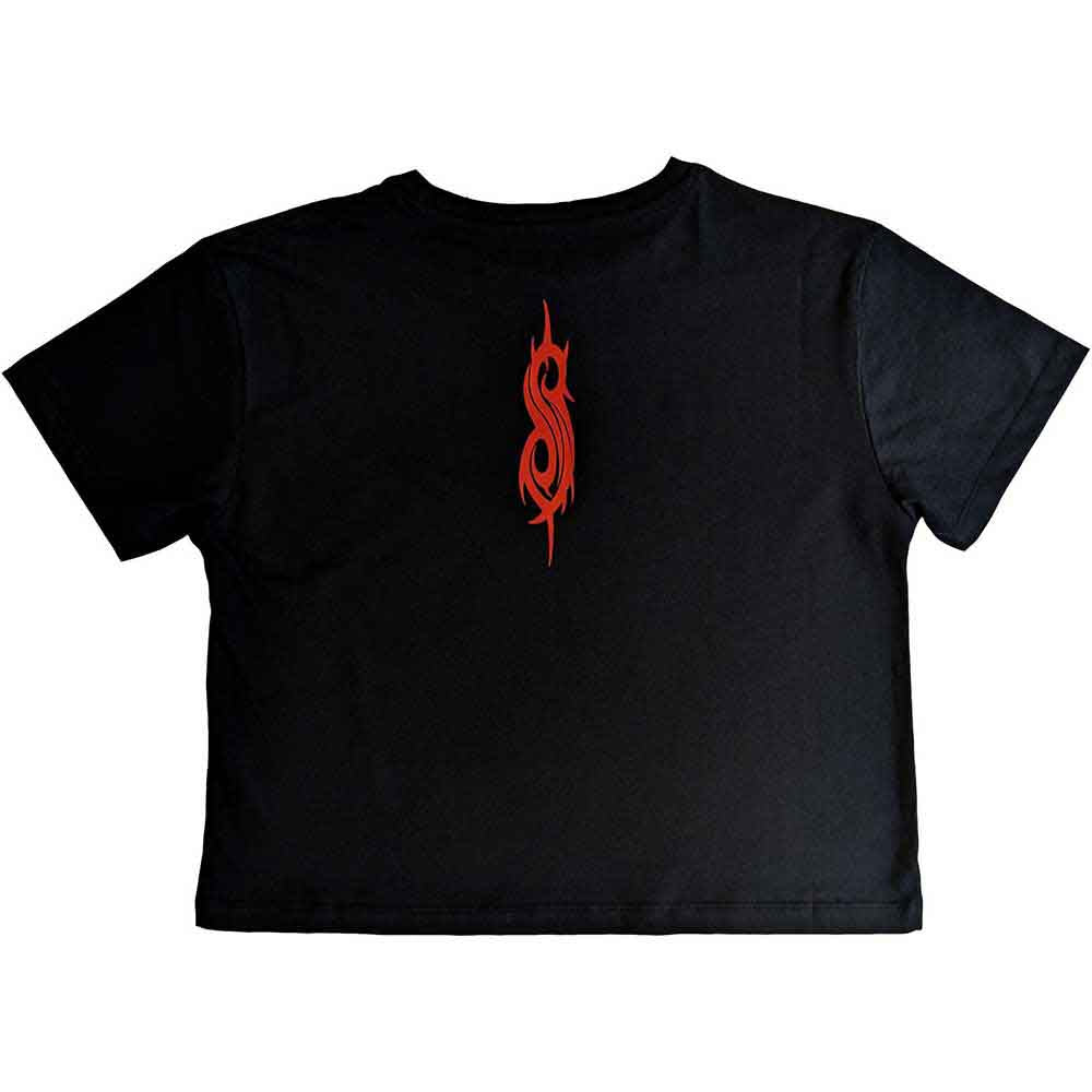 Slipknot Ladies Crop Top: Band Frame (Black) (Back Print)