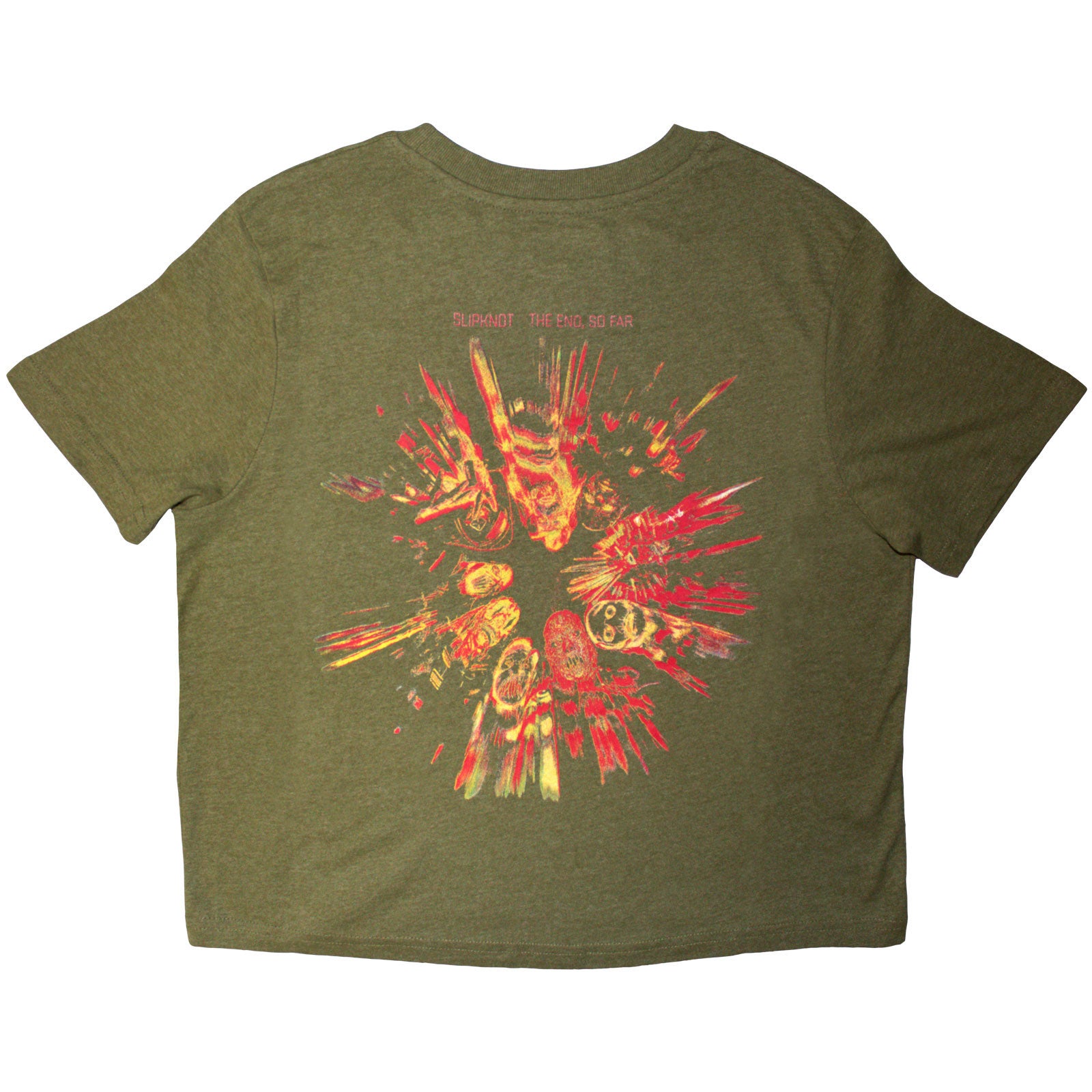 Slipknot Ladies Crop Top: The End, So Far Band Figures (Green) (Back Print)