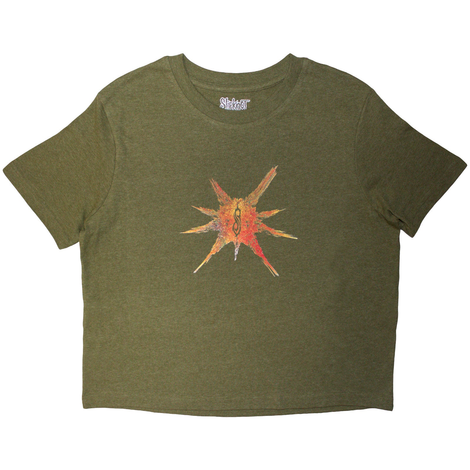 Slipknot Ladies Crop Top: The End, So Far Band Figures (Green) (Back Print)