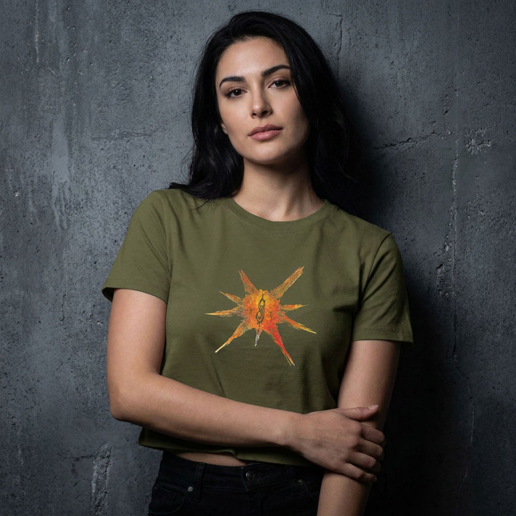 Slipknot Ladies Crop Top: The End, So Far Band Figures (Green) (Back Print)