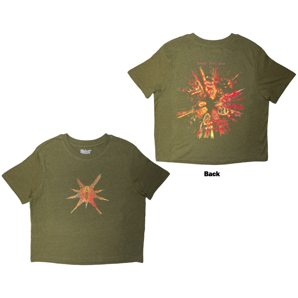 Slipknot Ladies Crop Top: The End, So Far Band Figures (Green) (Back Print)