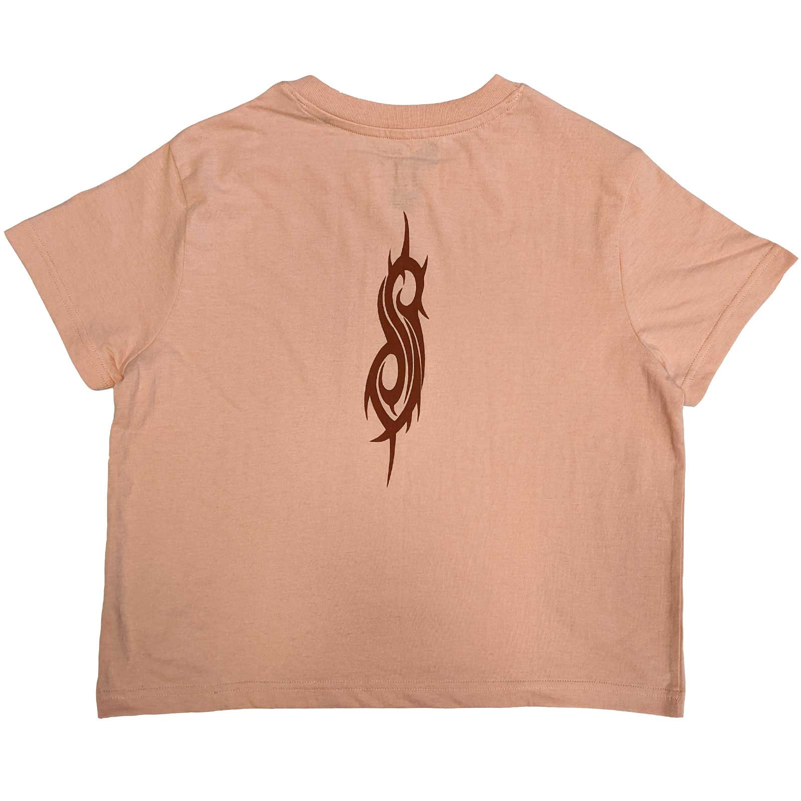 Slipknot Ladies Crop Top: The End, So Far Faces Grid (Pink) (Back Print)