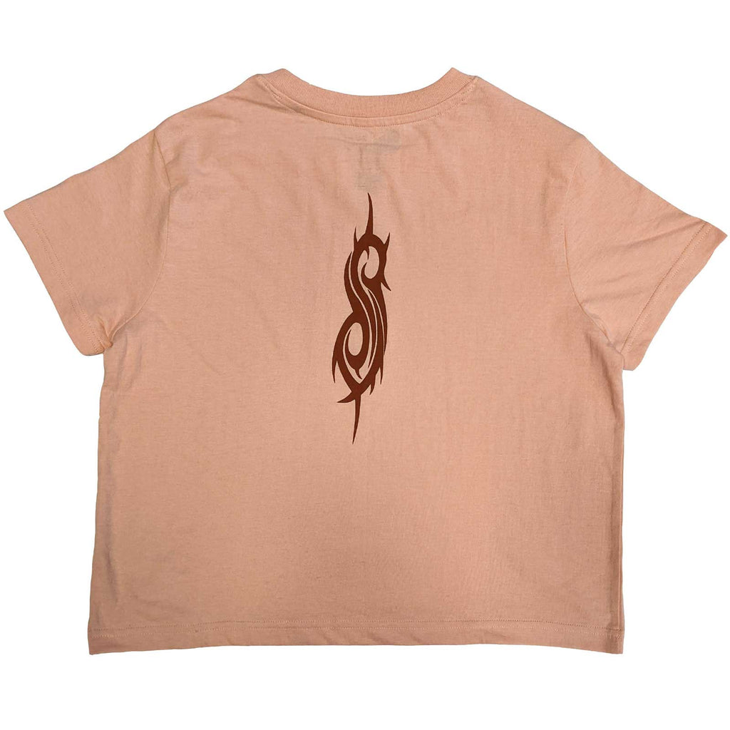 Slipknot Ladies Crop Top: The End, So Far Faces Grid (Pink) (Back Print)