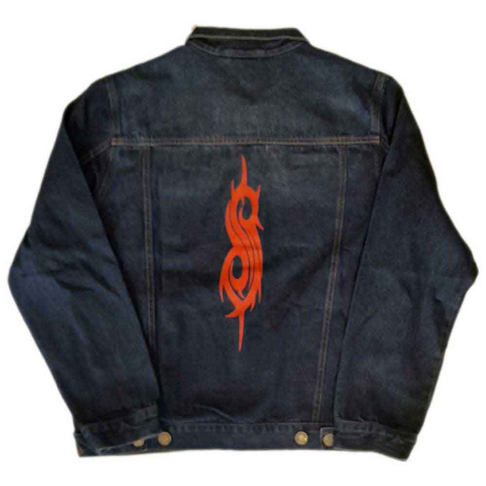 Slipknot Unisex Denim Jacket: Tribal Logo (Denim Blue) (Back Print)