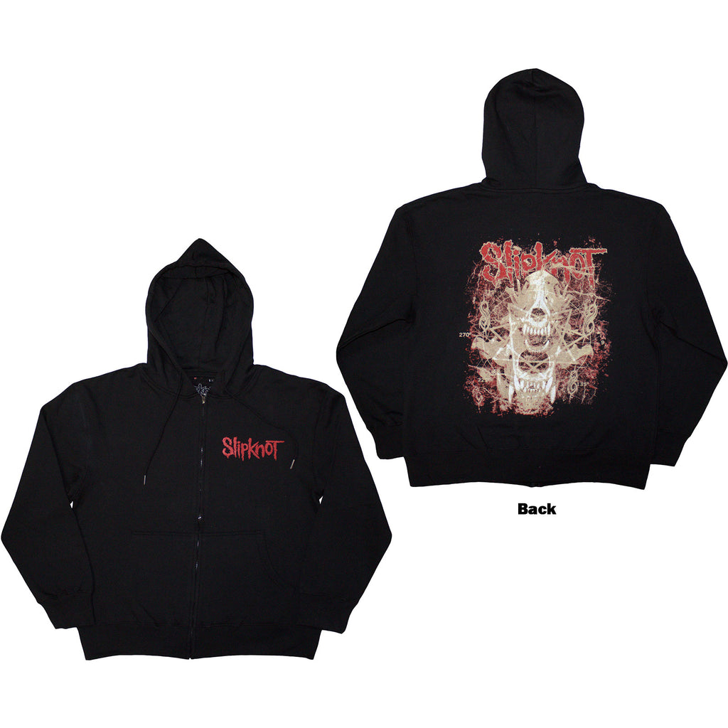 Slipknot Unisex Zipped Hoodie: Skull Teeth (Black) (Back Print)