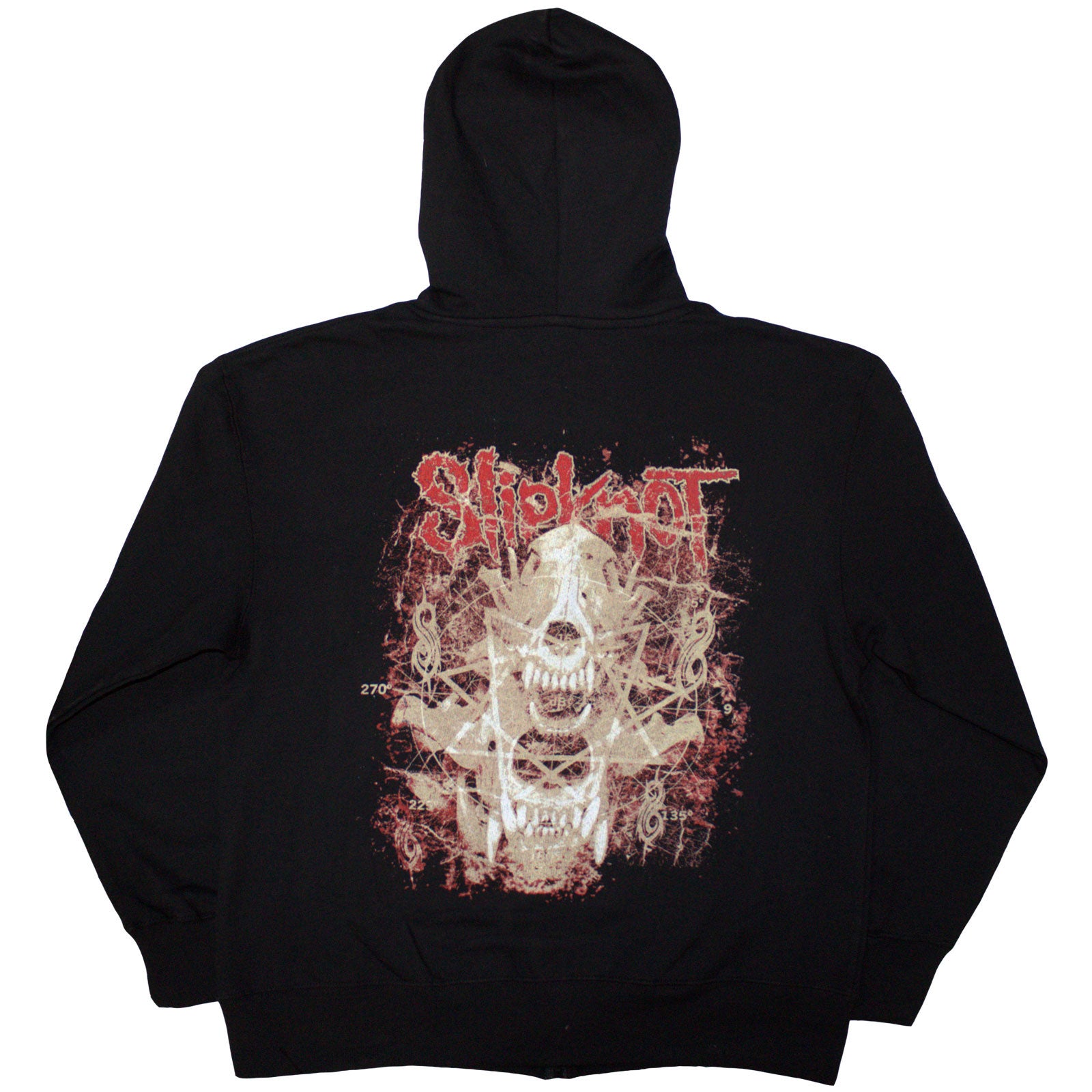 Slipknot Unisex Zipped Hoodie: Skull Teeth (Black) (Back Print)