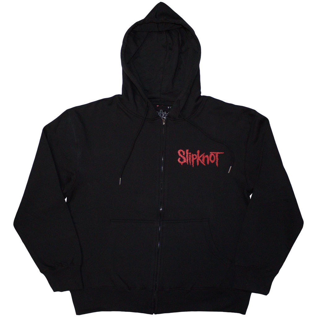 Slipknot Unisex Zipped Hoodie: Skull Teeth (Black) (Back Print)